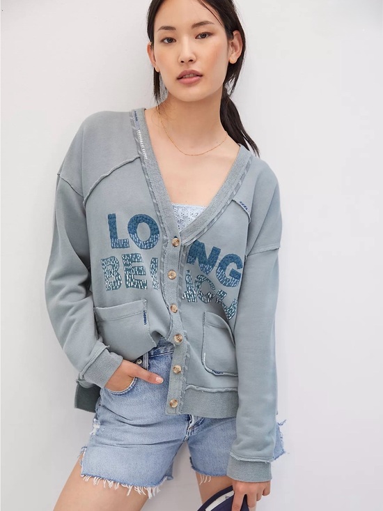 Pilcro Sweaters - Anthropologie Pilcro Long Beach Button Front Cardigan Gray Medium Like New